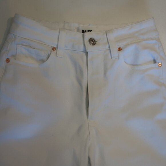 Womens Paige Anessa Crisp White Cropped Wide Leg Denim Jeans 24 - Picture 6 of 11